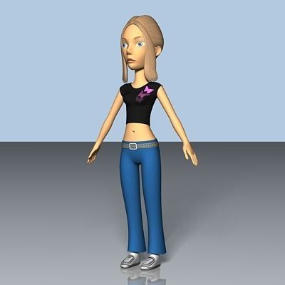 Female Cartoon Character 03 3D model_1
