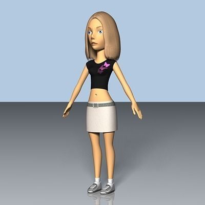 Female Cartoon Character 03 3D model_2