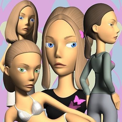 Female Cartoon Character 03 3D model_0