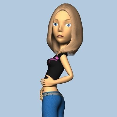 Female Cartoon Character 03 3D model_5