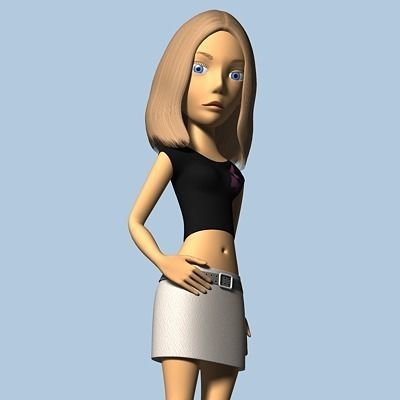 Female Cartoon Character 03 3D model_6