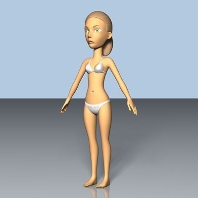 Female Cartoon Character 03 3D model_4
