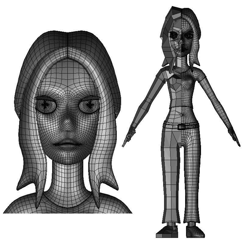 Female Cartoon Character 03 3D model_25