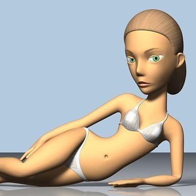 Female Cartoon Character 03 3D model_9