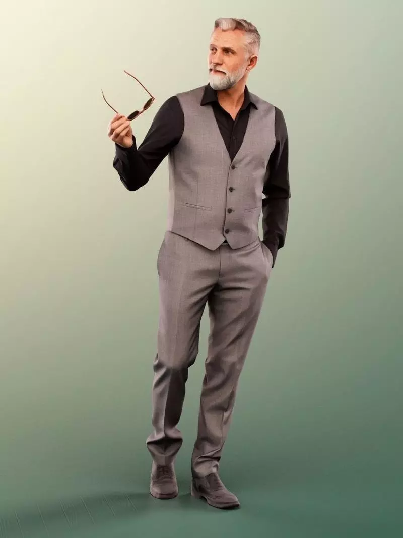 Elegant Man Walking Pointing With Sunglasses Low Polly Low-poly 3D model
