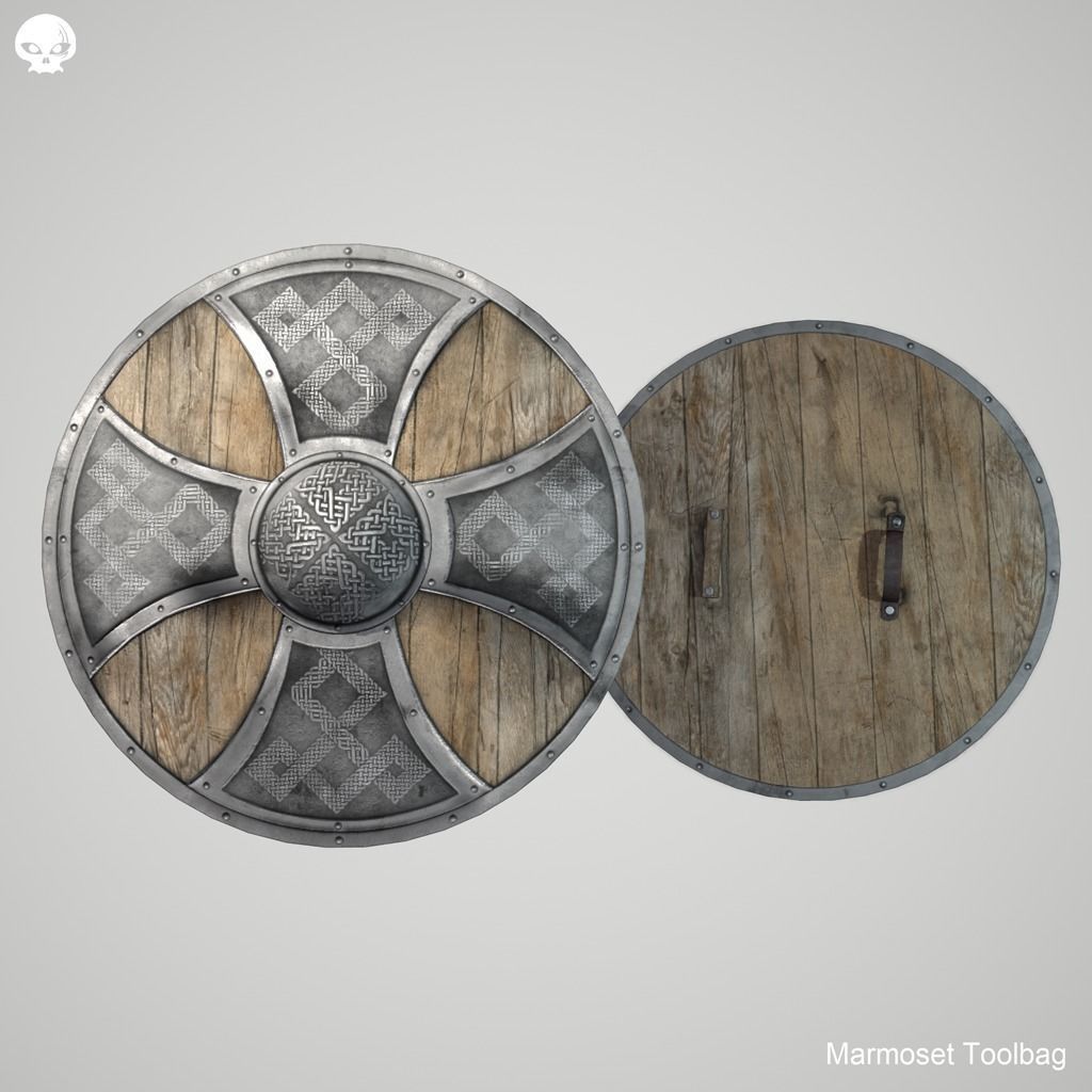 Shield Round Low-poly 3D model_0
