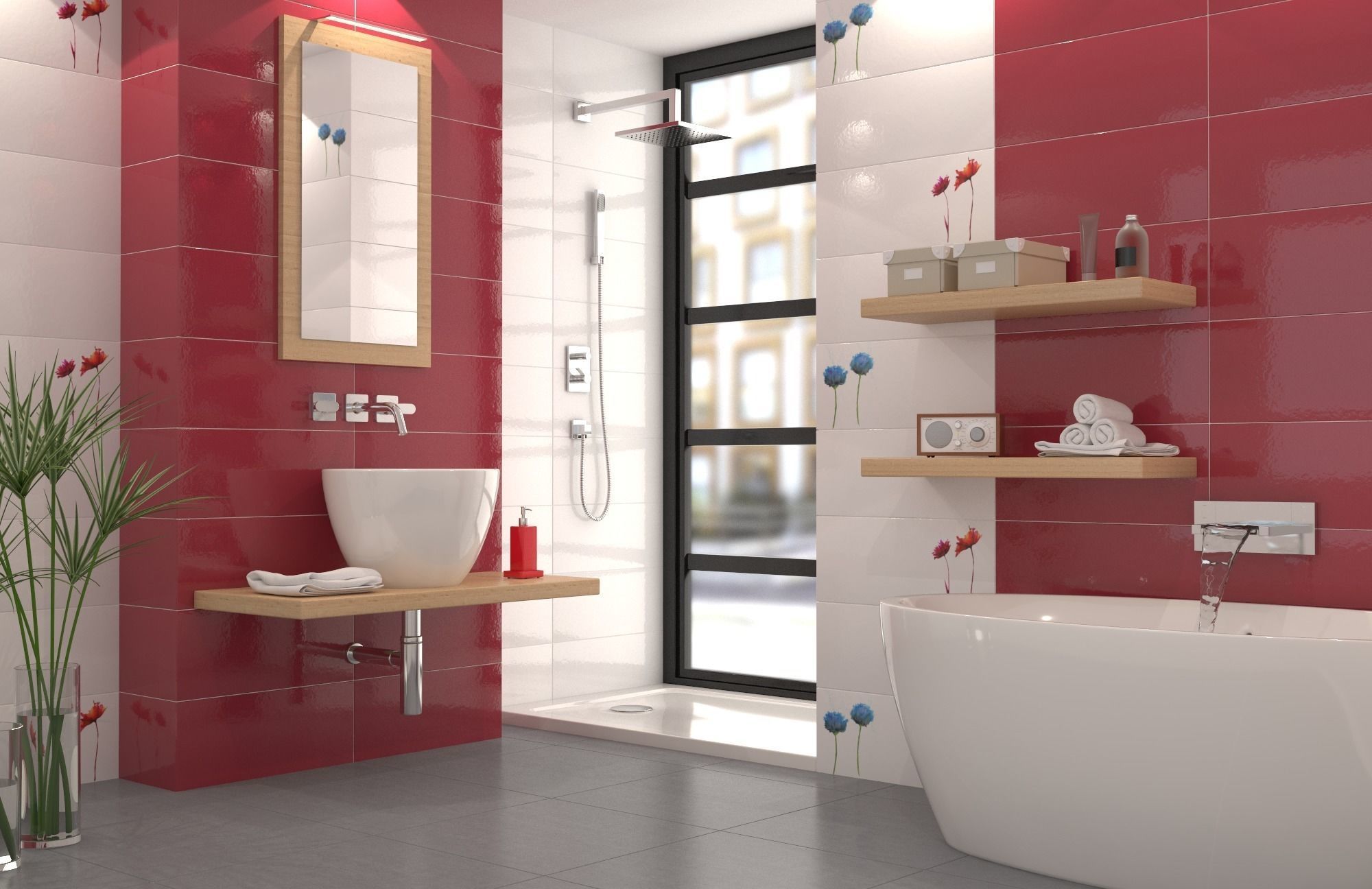 modern bathroom with ceramic tiles 3D model