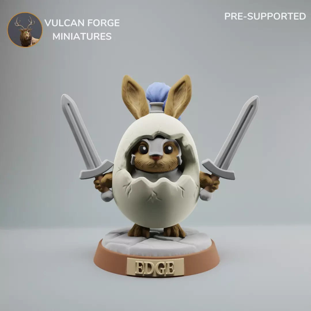 Edge Easter bunny in egg warrior Free 3D print model