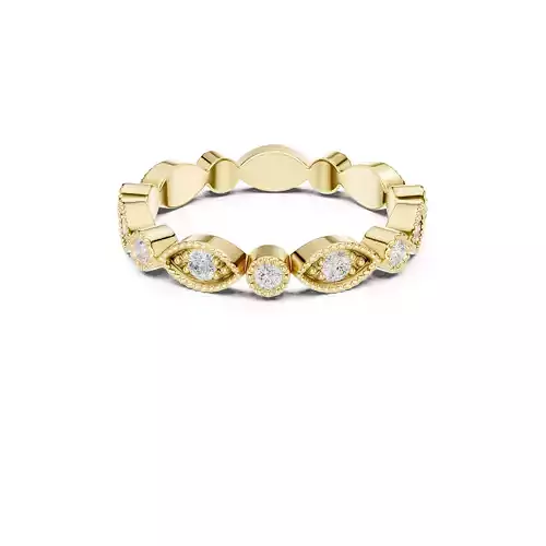 Diamond Milgrain Eternity Band Elegant Vintage Style Ring CAD