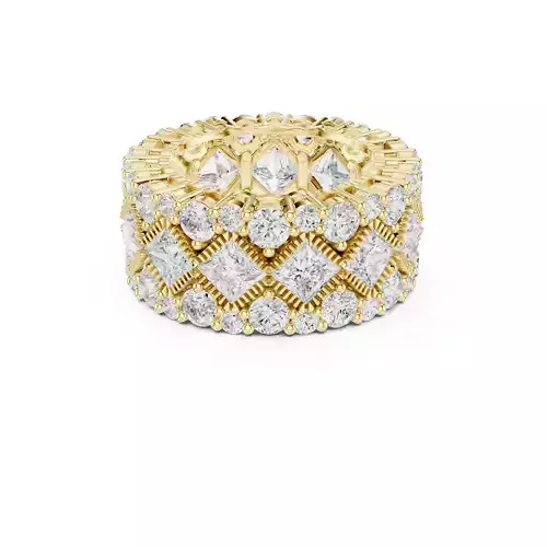 Diamond Eternity Band Princess Statement Wedding Ring CAD