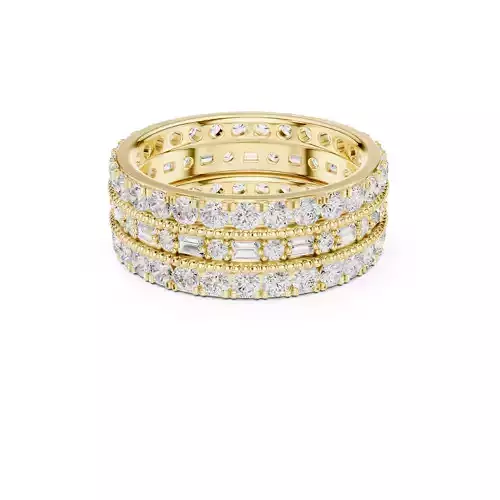 Diamond Wedding Band Round Baguette Full Eternity Ring CAD