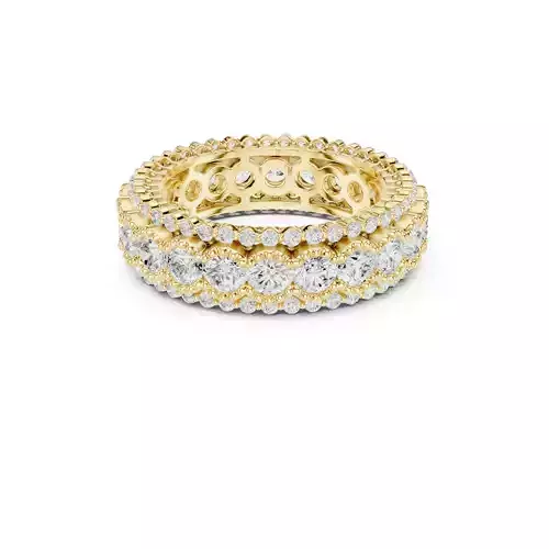 Jewelry Double Row Diamond Eternity Band Milgrain Bands CAD