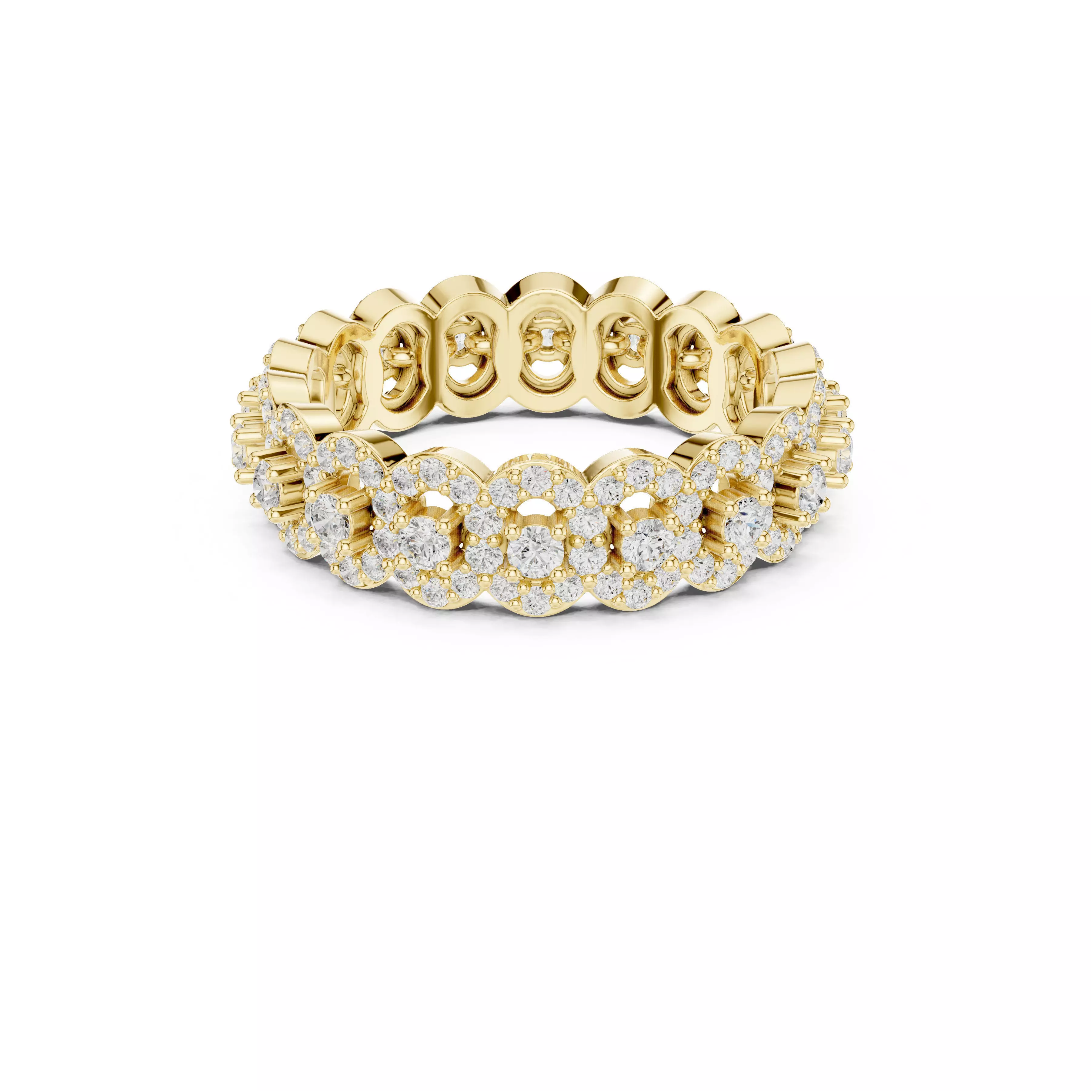 Jewelry Floral Diamond Eternity Band Halo Motif Wedding Ring 3D print model