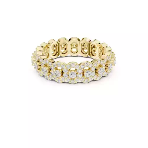 Jewelry Floral Diamond Eternity Band Halo Motif Wedding Ring