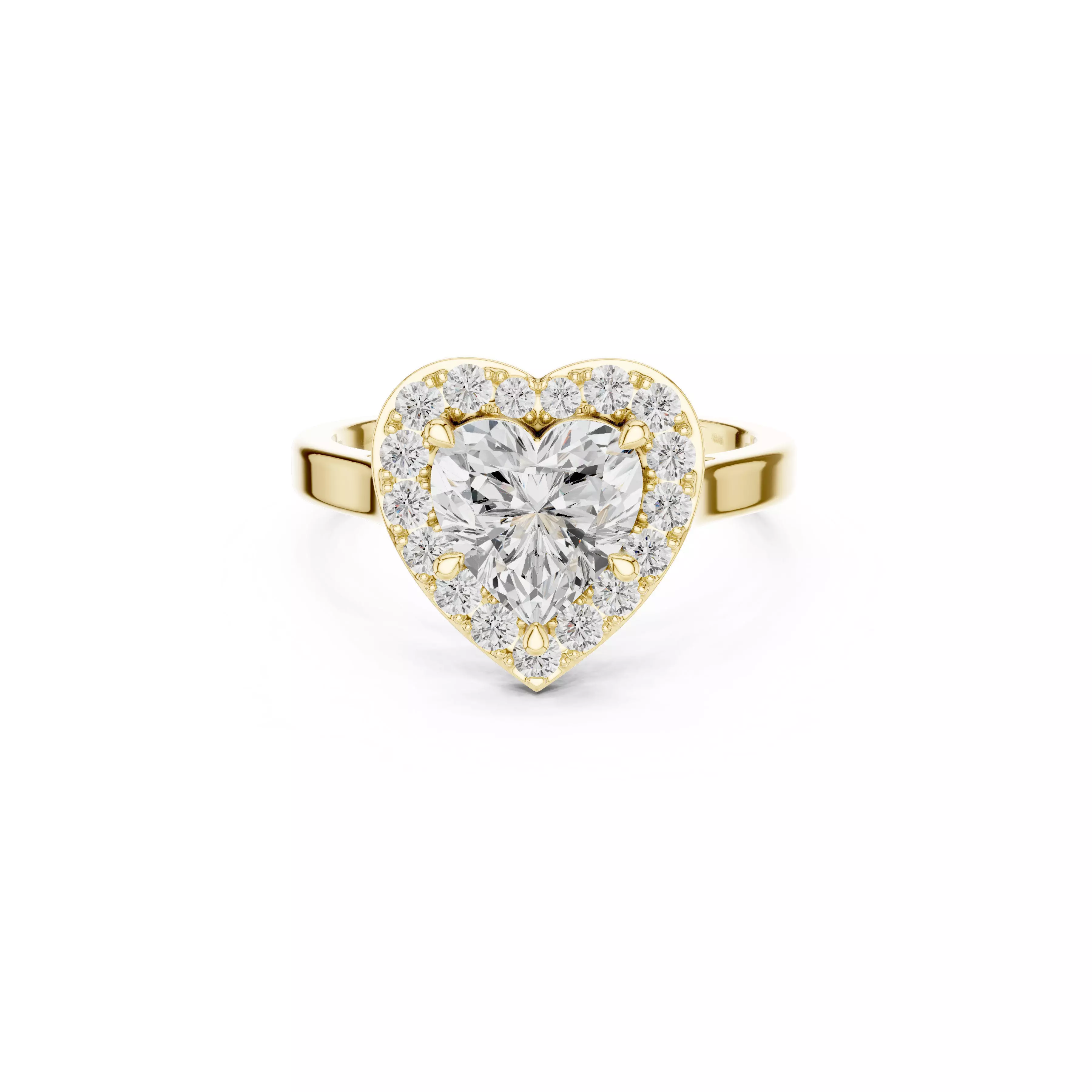 Heart Halo Diamond Ring Romantic Brilliance Timeless Charm CAD 3D print model