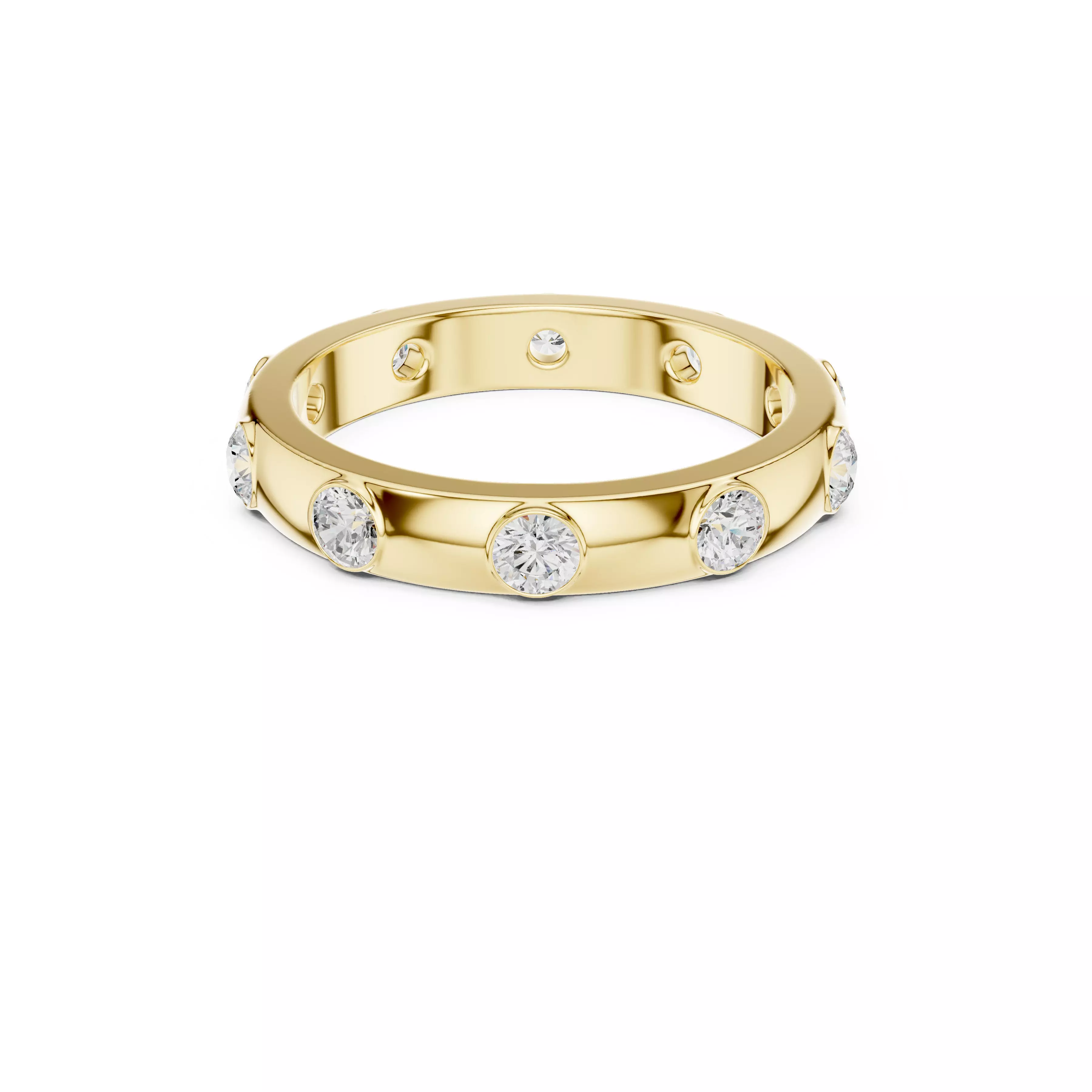 Bezel Set Diamond Eternity Band Minimal Modern Wedding Ring CAD 3D print model
