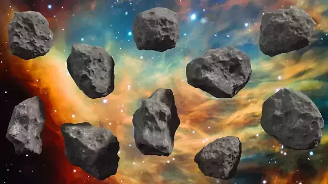 Asteroids - Set of 10 unique variations Low-poly 3D model