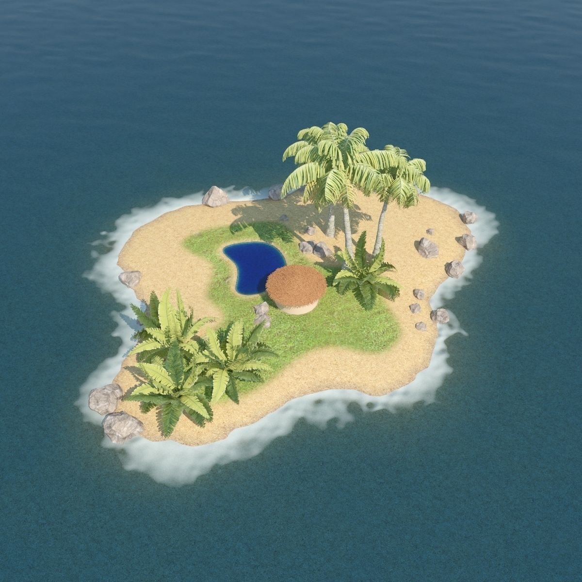 Island Scene 3D model_2