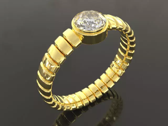 Modern Segmented Ring with Center Stone Minimal Design STL 3DM 3D print model
