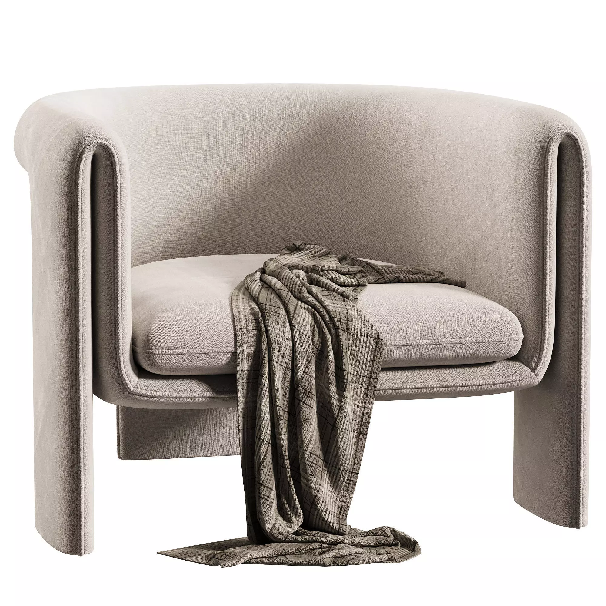 Art Deco Memory Foam Barrel Chair Low-poly 3D model