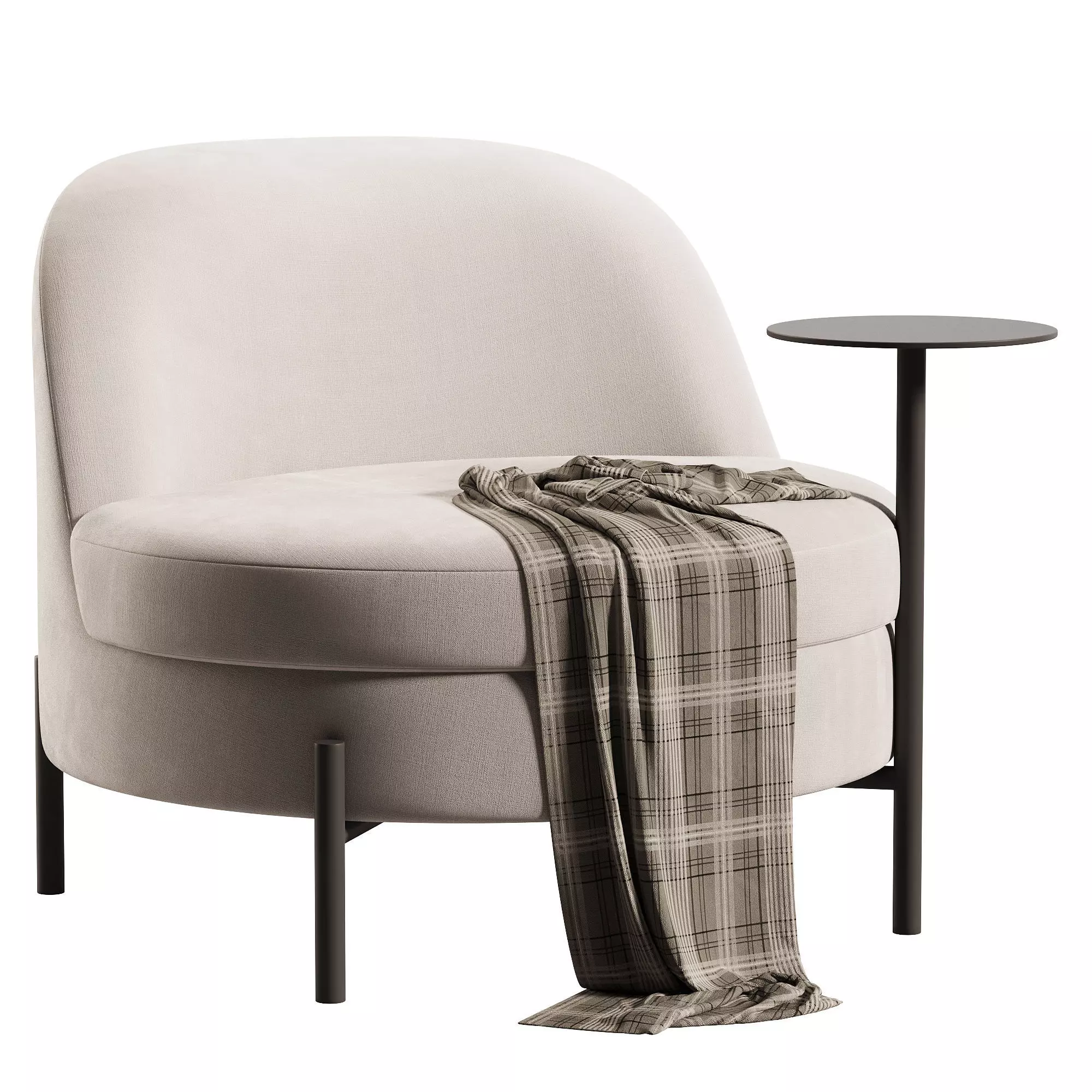 Mazie Accent Chair in Ivory Boucle Low-poly 3D model