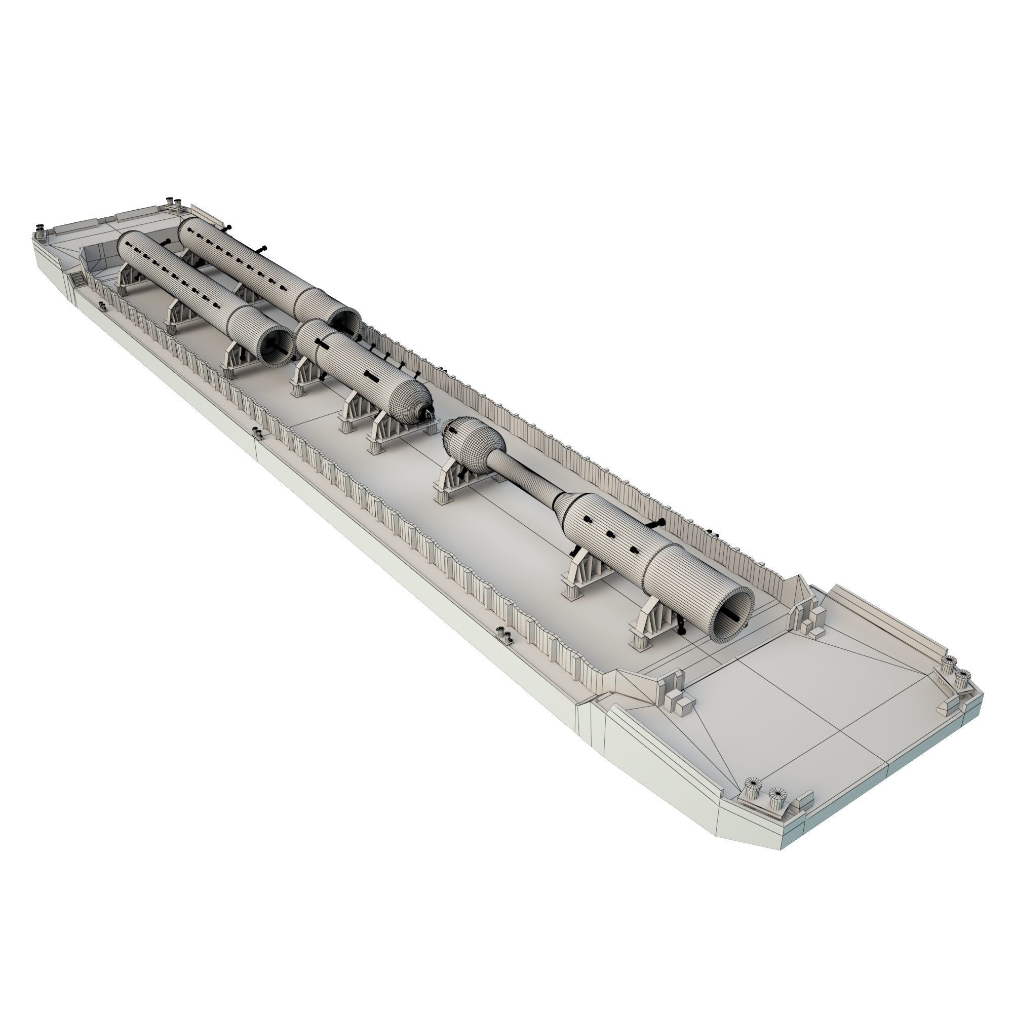 Cargo Barge Oil Refinery Low-poly 3D model_9