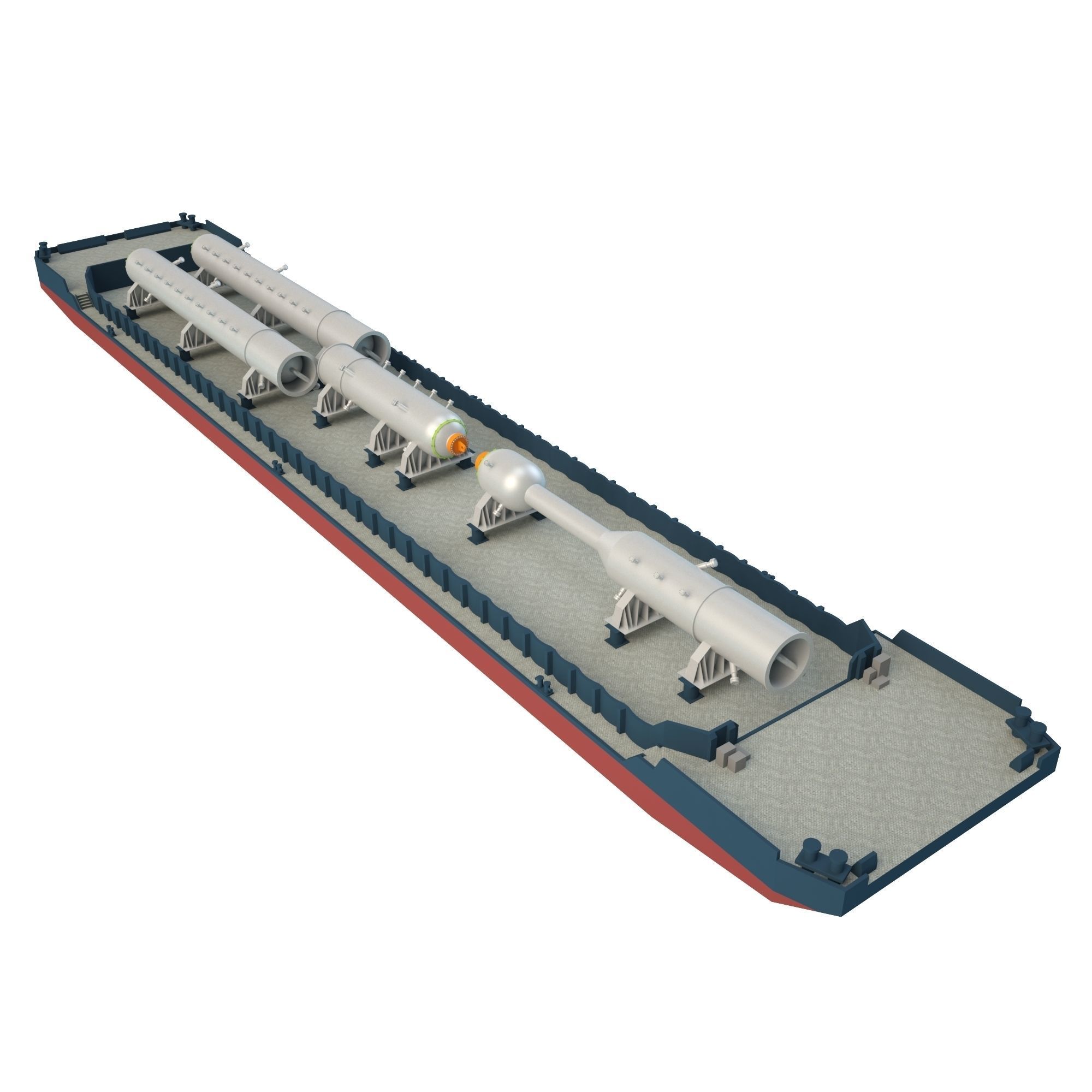 Cargo Barge Oil Refinery Low-poly 3D model_1