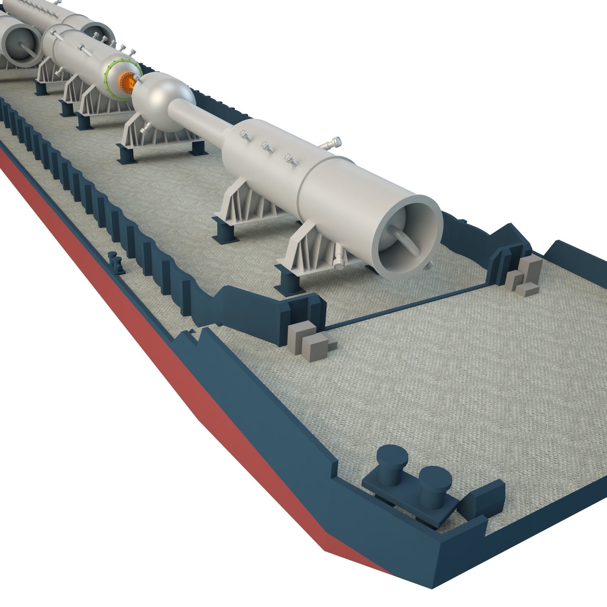 Cargo Barge Oil Refinery Low-poly 3D model_3