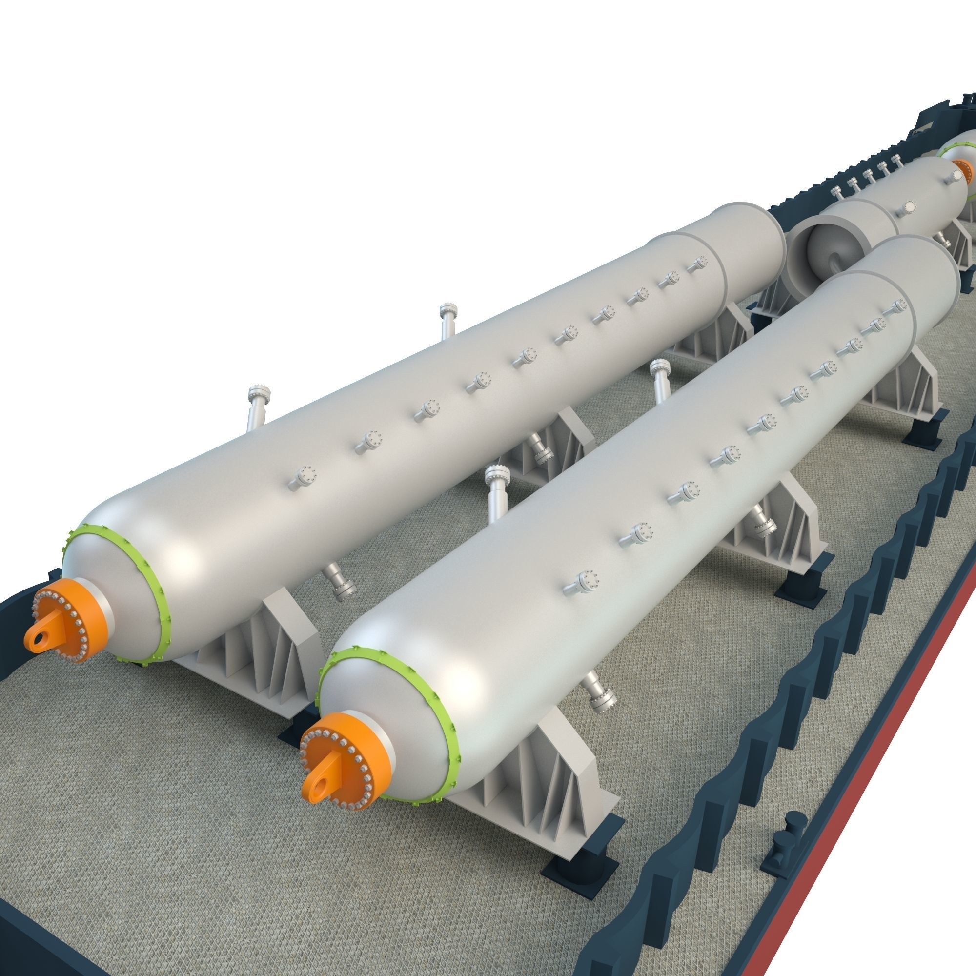 Cargo Barge Oil Refinery Low-poly 3D model_4