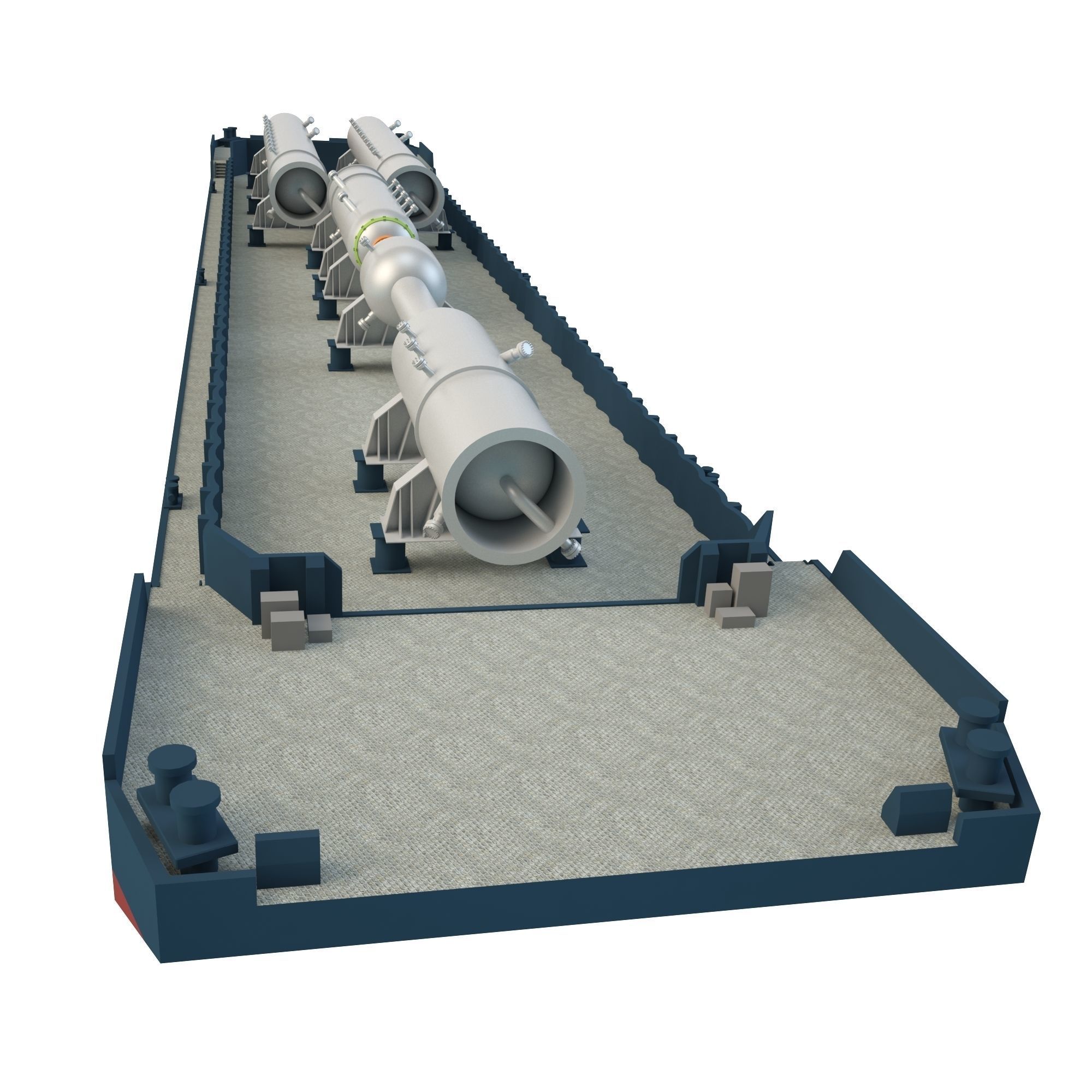 Cargo Barge Oil Refinery Low-poly 3D model_6