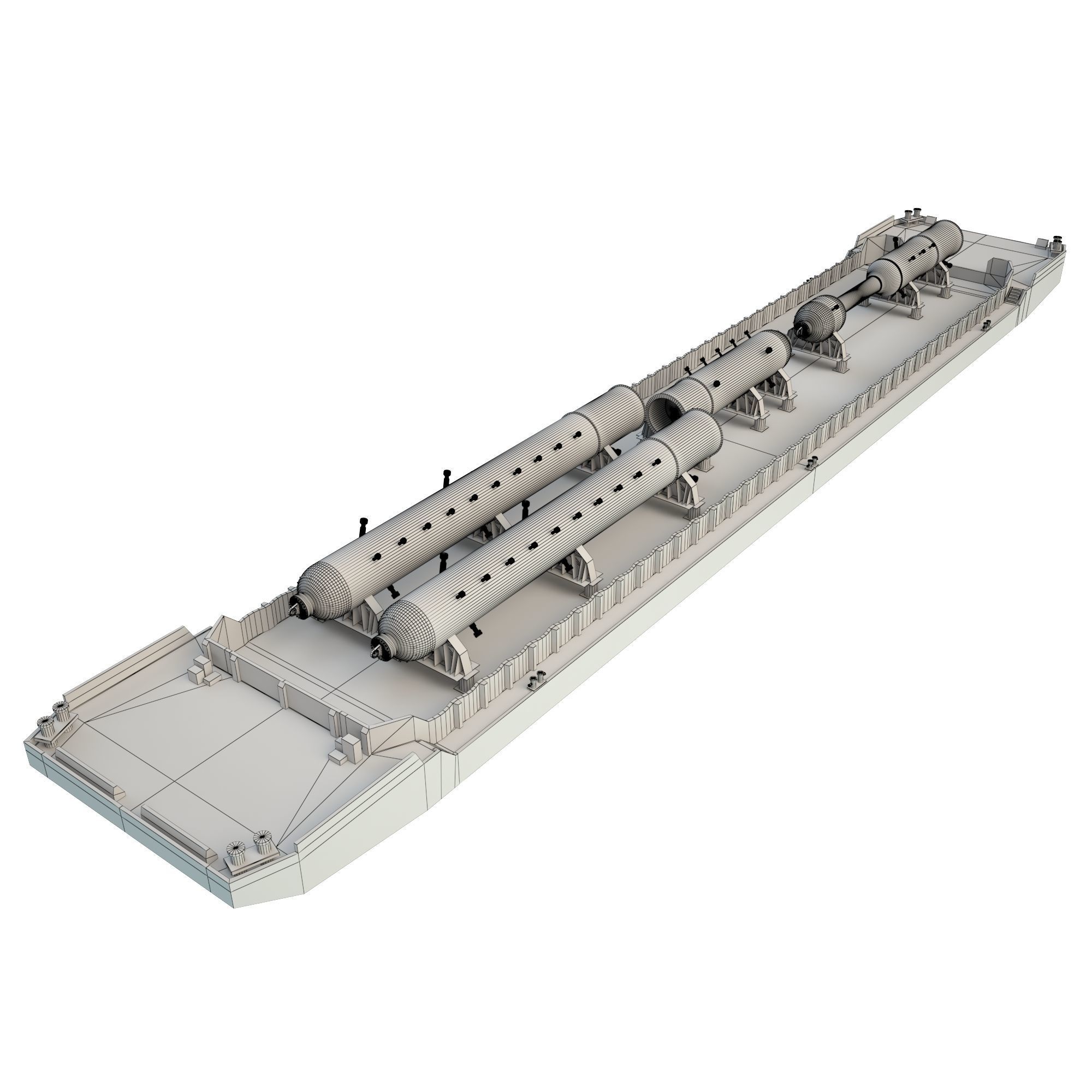 Cargo Barge Oil Refinery Low-poly 3D model_8