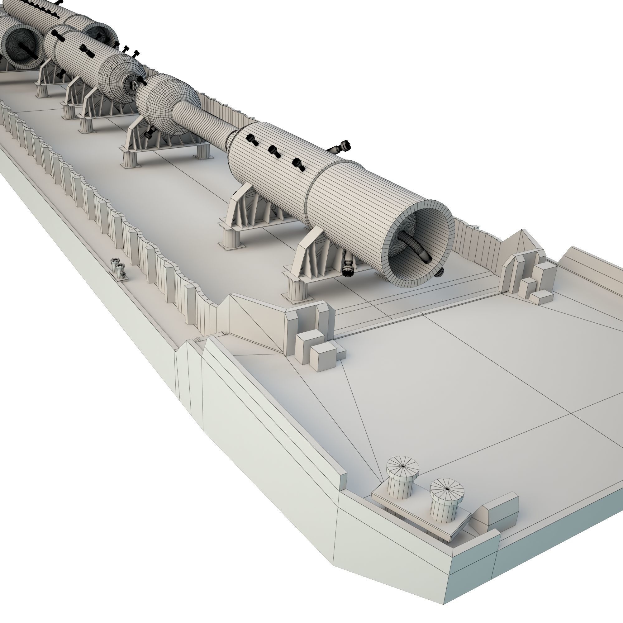 Cargo Barge Oil Refinery Low-poly 3D model_11