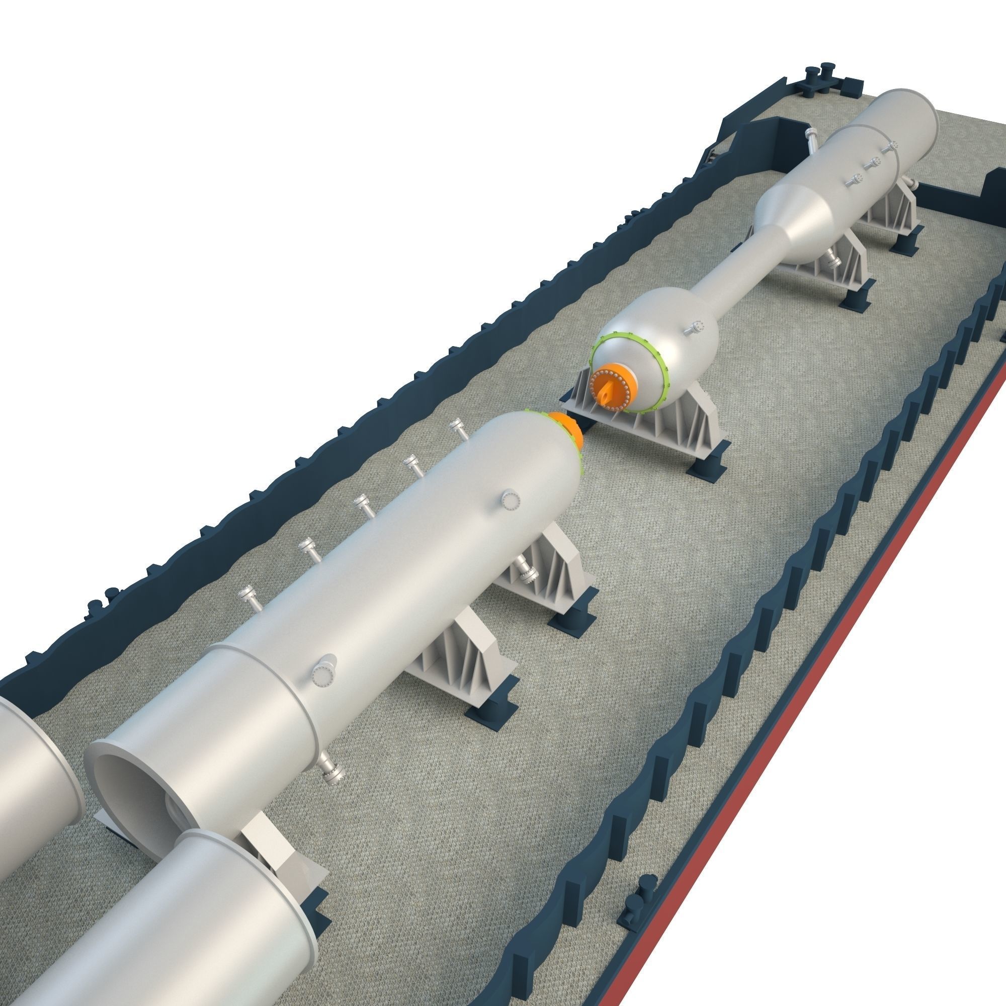 Cargo Barge Oil Refinery Low-poly 3D model_5