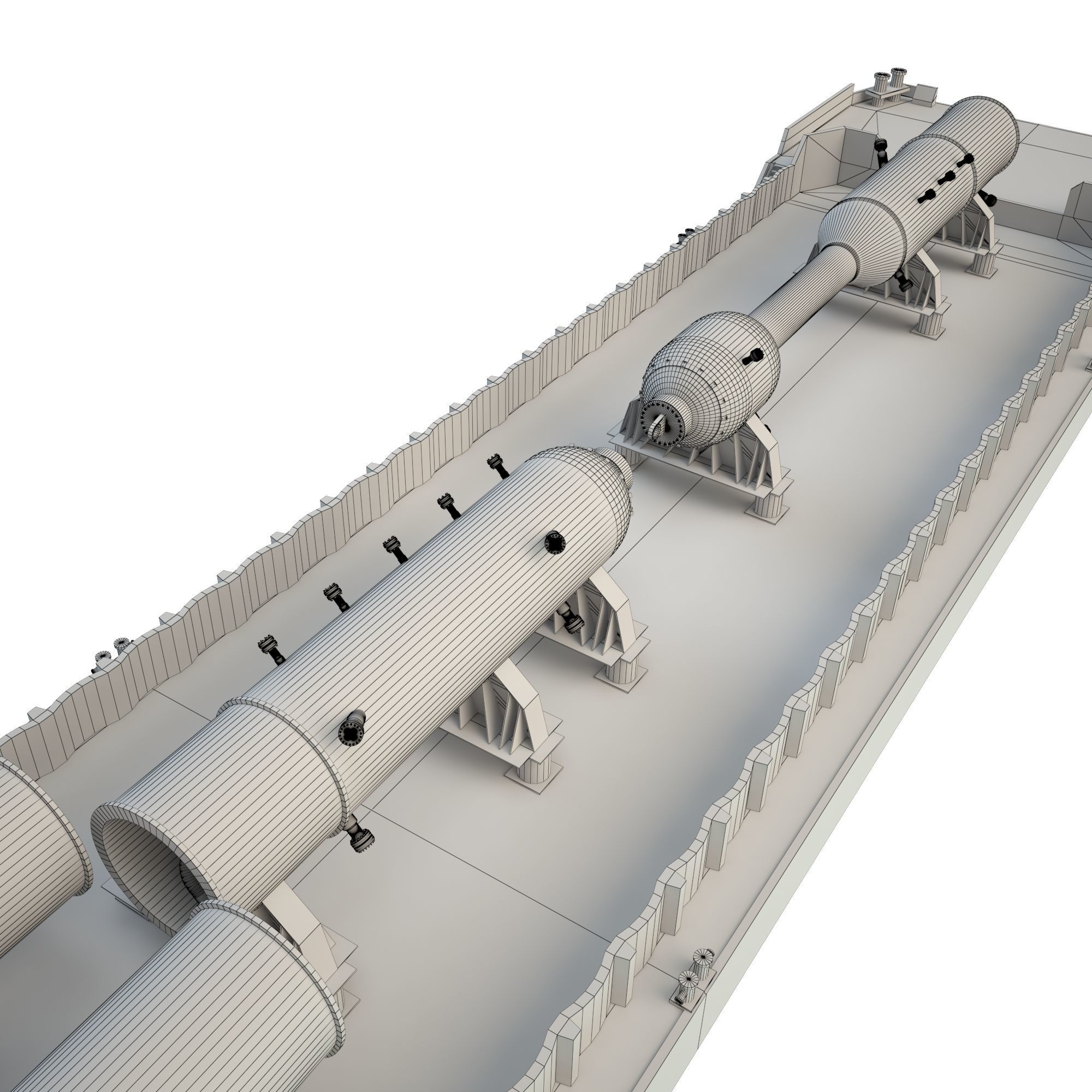 Cargo Barge Oil Refinery Low-poly 3D model_14