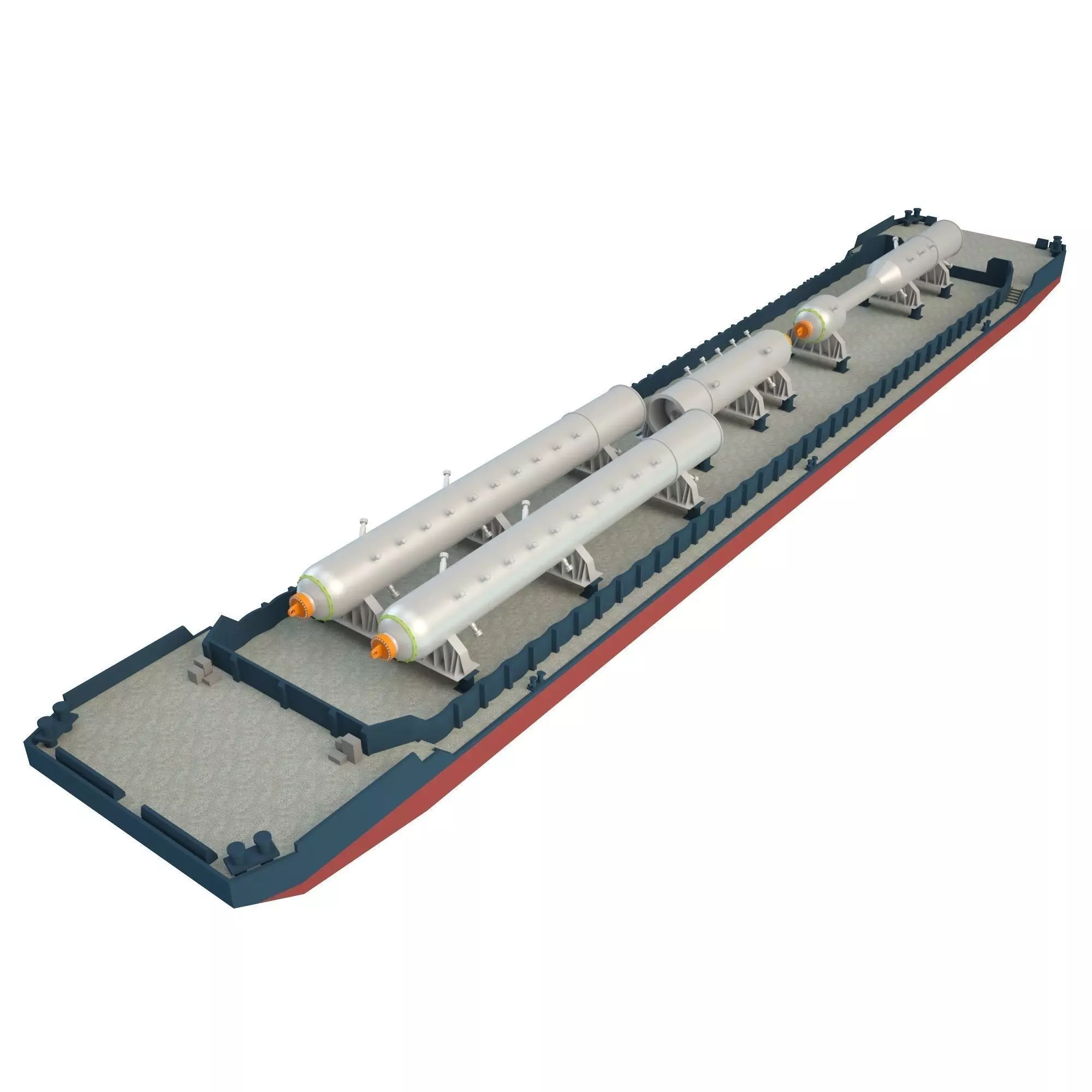 Cargo Barge Oil Refinery Low-poly 3D model_0