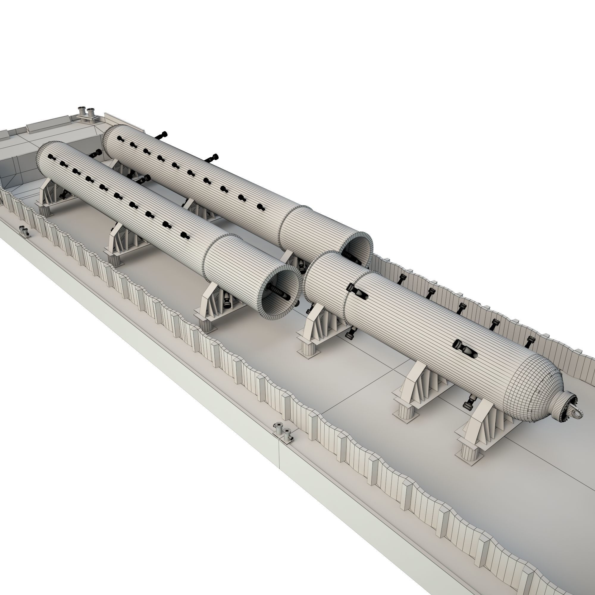 Cargo Barge Oil Refinery Low-poly 3D model_10