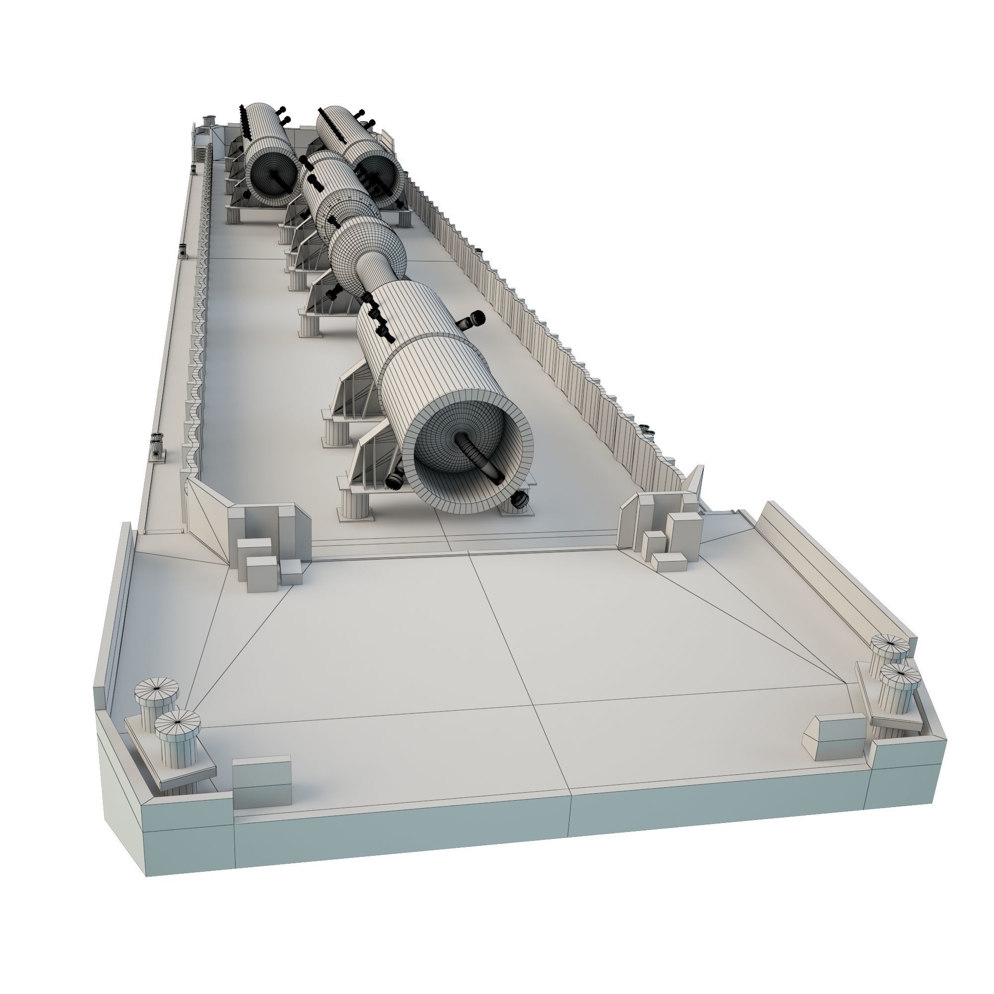 Cargo Barge Oil Refinery Low-poly 3D model_13