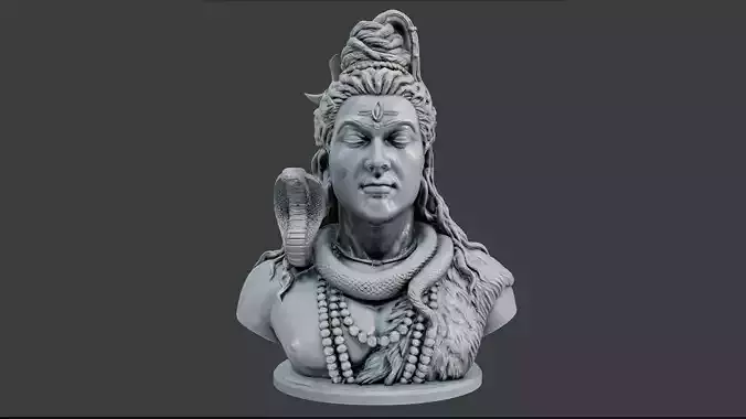 Shiva Bust 3D Model Mahadev STL 15cm
