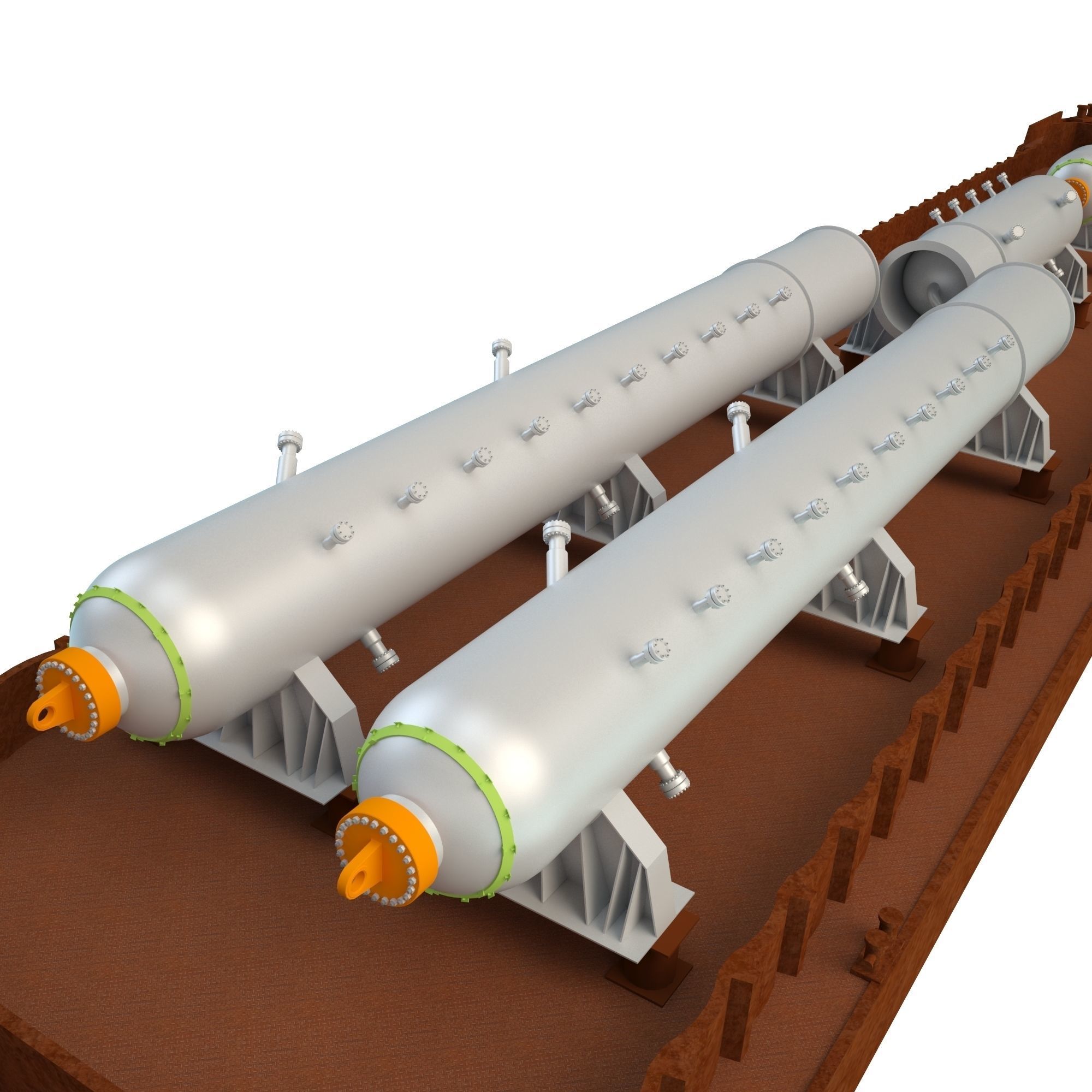 Cargo Barge OIL Refinery Rust Low-poly 3D model_5