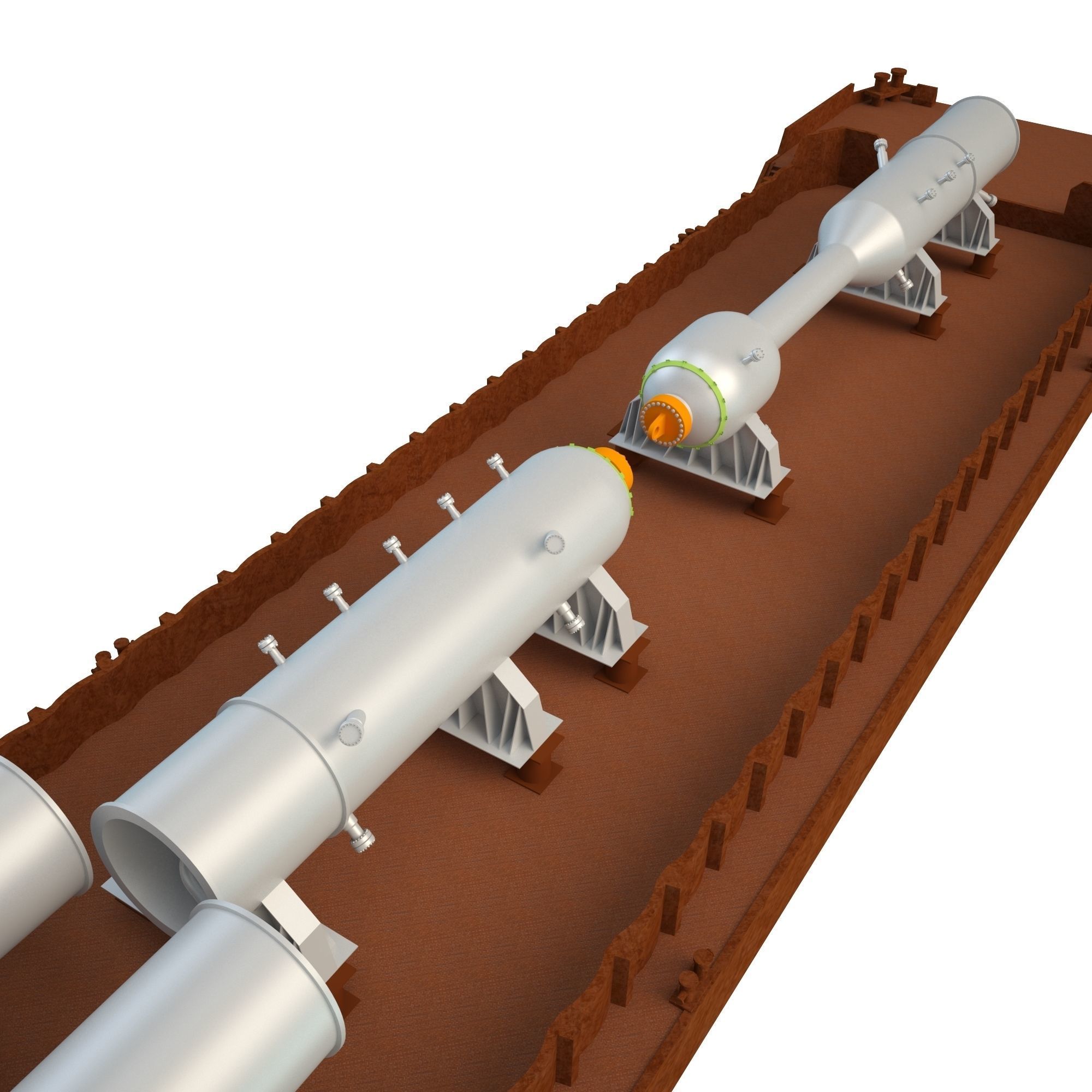 Cargo Barge OIL Refinery Rust Low-poly 3D model_4