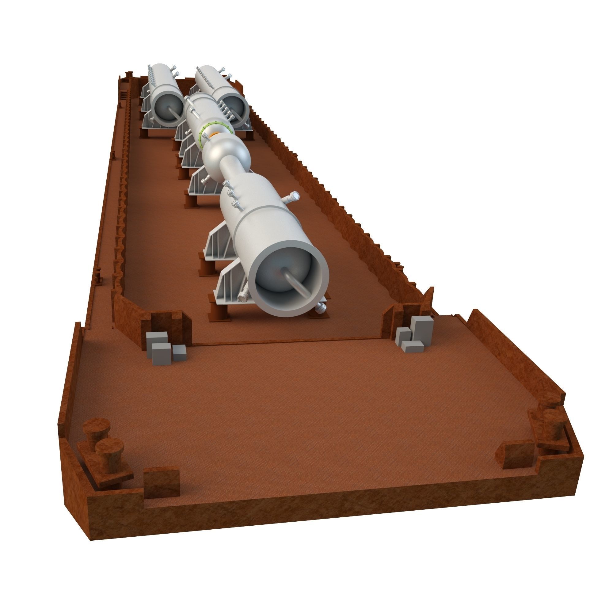 Cargo Barge OIL Refinery Rust Low-poly 3D model_6