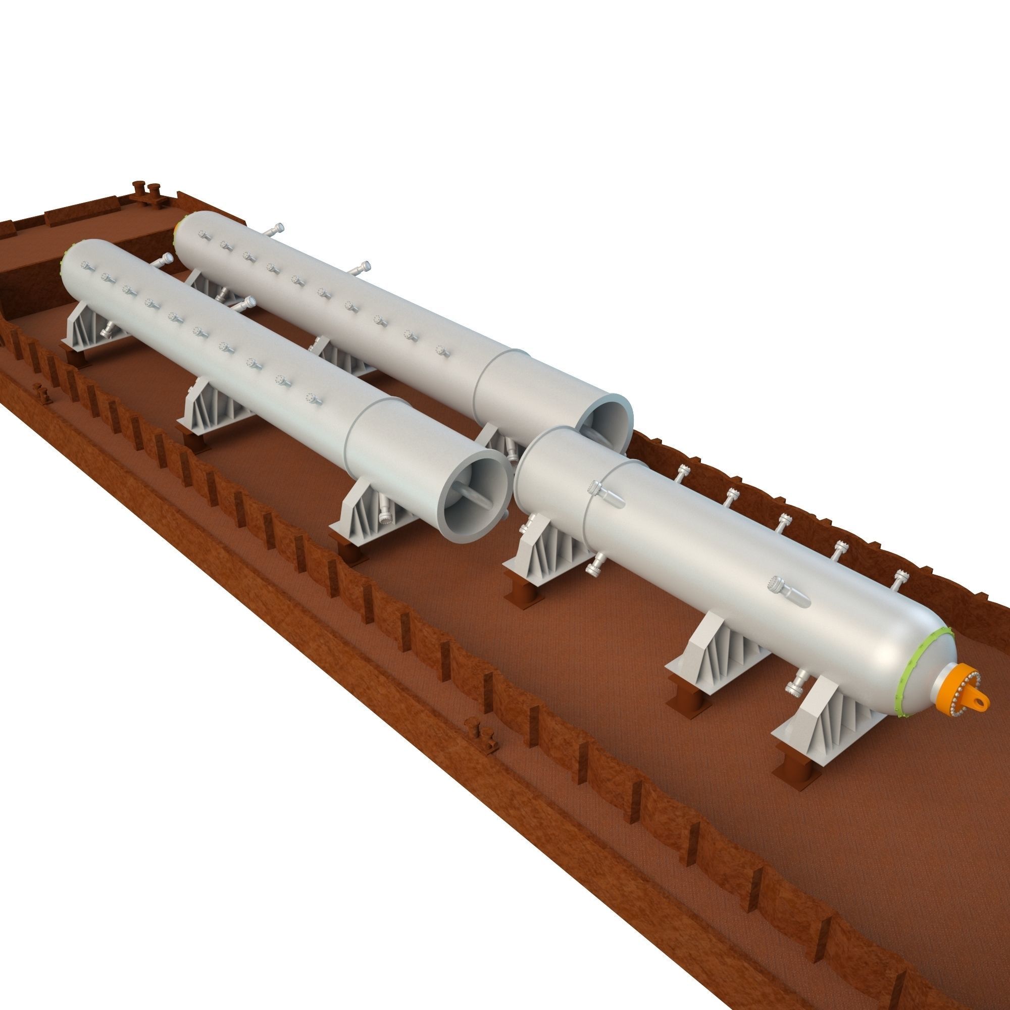 Cargo Barge OIL Refinery Rust Low-poly 3D model_2
