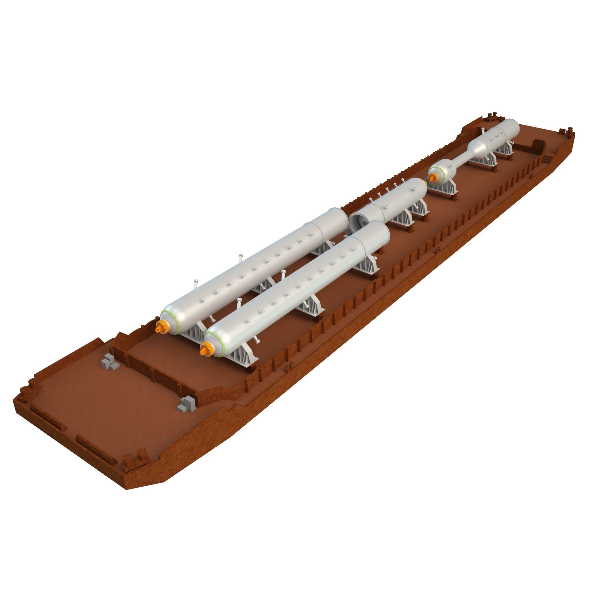 Cargo Barge OIL Refinery Rust Low-poly 3D model_1