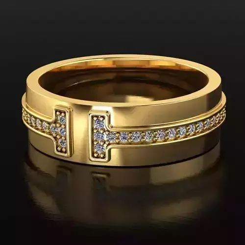 T-style Pave Diamond Ring