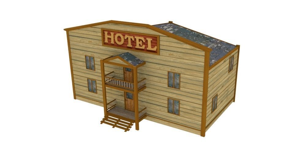 Western building pack lowpoly Free low-poly 3D model_14