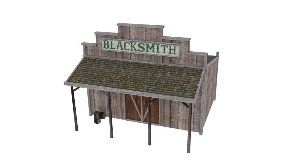 Western building pack lowpoly Free low-poly 3D model_16