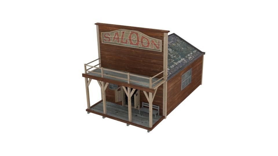 Western building pack lowpoly Free low-poly 3D model_6