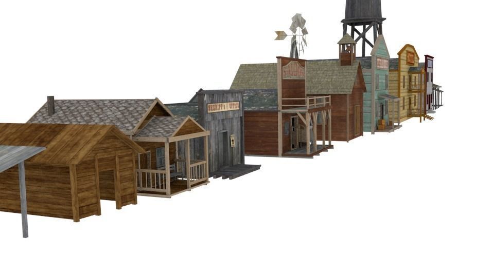 Western building pack lowpoly Free low-poly 3D model_2