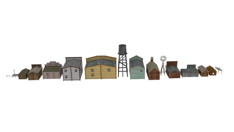 Western building pack lowpoly Free low-poly 3D model_1