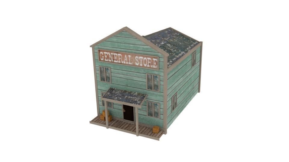 Western building pack lowpoly Free low-poly 3D model_11